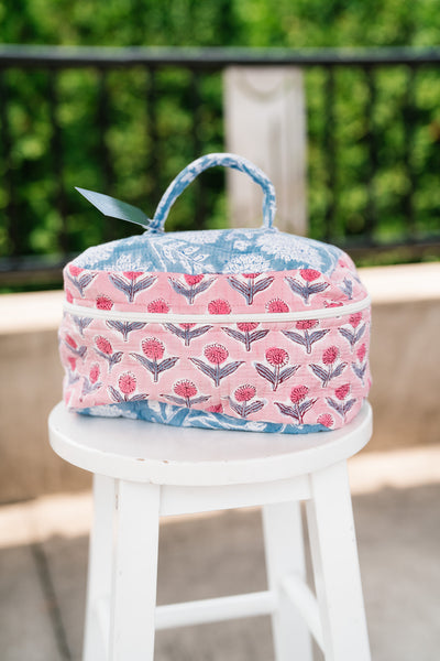 Beach Day Patchwork Make Up Bag - Blue