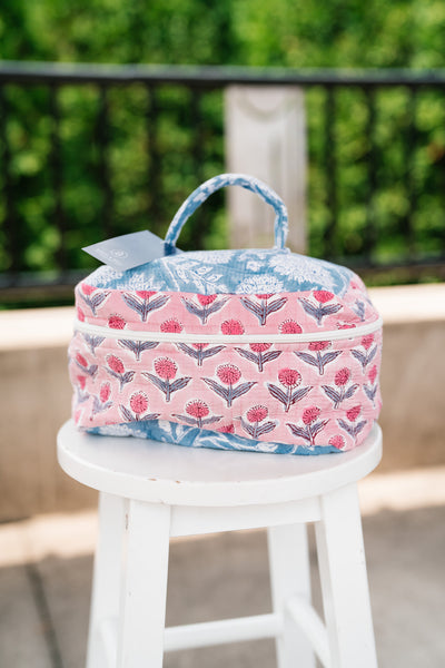 Beach Day Patchwork Make Up Bag - Blue