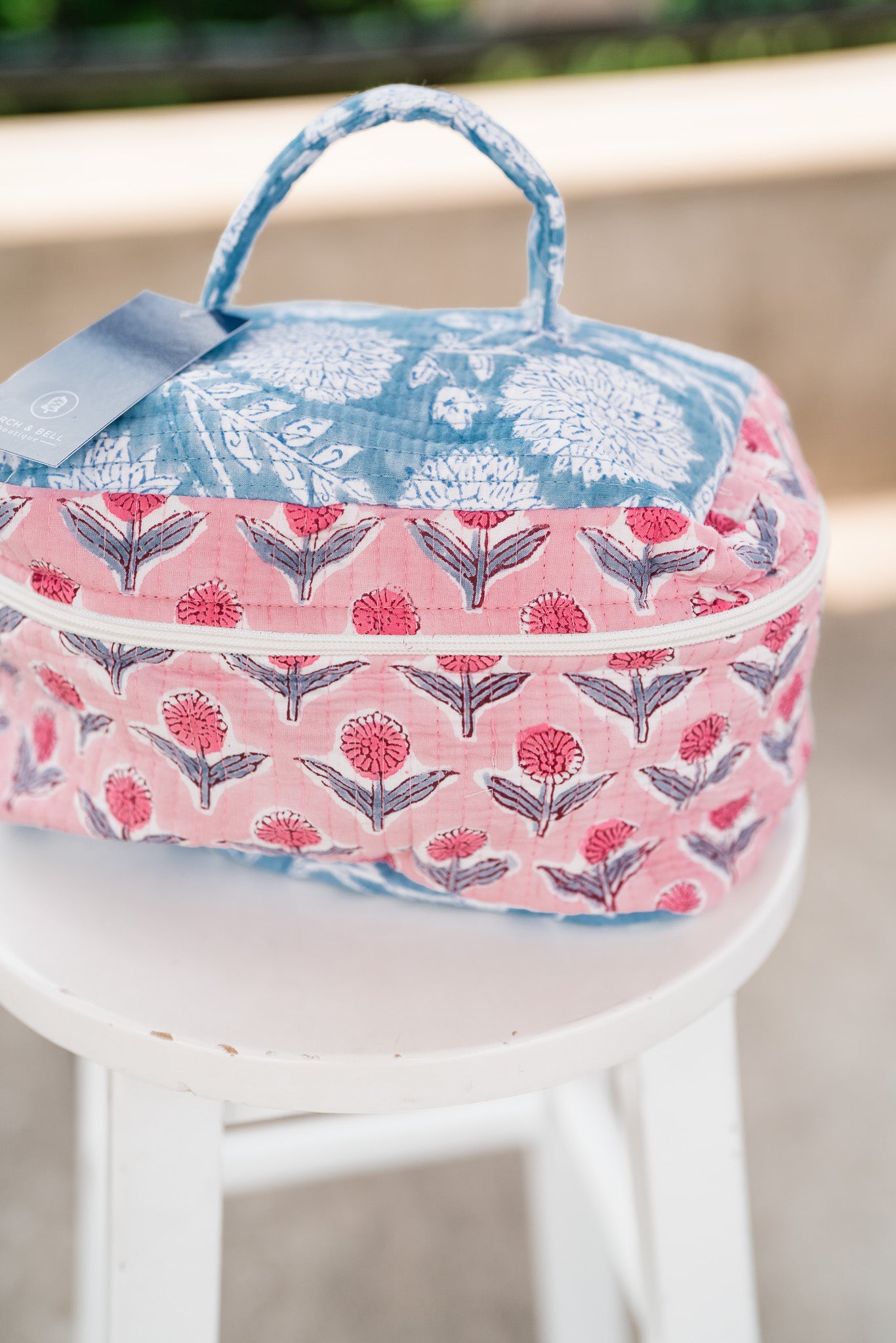 Beach Day Patchwork Make Up Bag - Blue