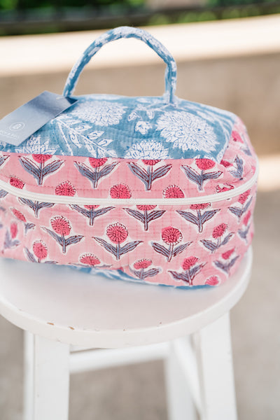 Beach Day Patchwork Make Up Bag - Blue