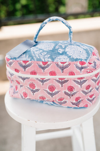 Beach Day Patchwork Make Up Bag - Blue