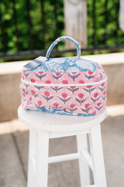 Beach Day Patchwork Make Up Bag - Blue