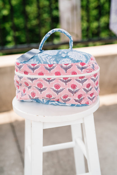 Beach Day Patchwork Make Up Bag - Blue
