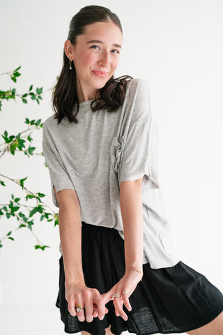 Simple Matter Pocket Front Tee - Heather Grey