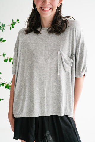 Simple Matter Pocket Front Tee - Heather Grey
