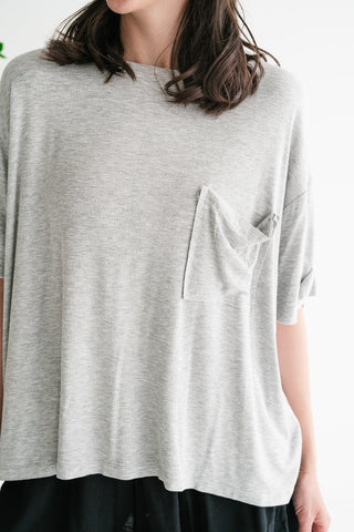 Simple Matter Pocket Front Tee - Heather Grey