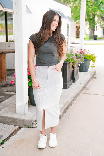 Everyday Essential Ribbed Top - Charcoal