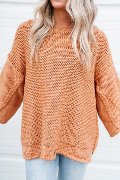 Cozy In Knit Sweater - Caramel