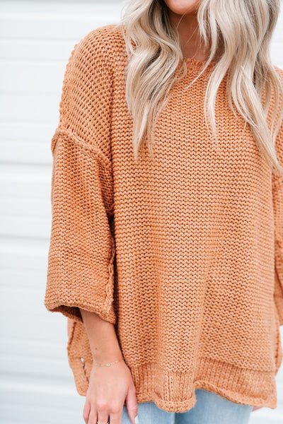 Cozy In Knit Sweater - Caramel