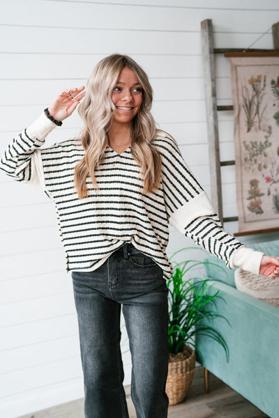 Sharon Striped Collared Top