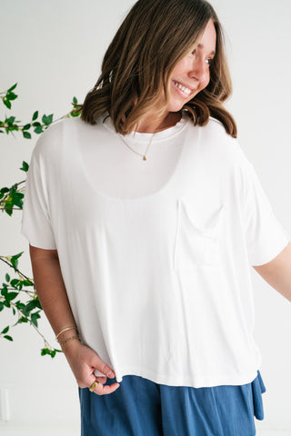 Simple Matter Pocket Front Tee - White