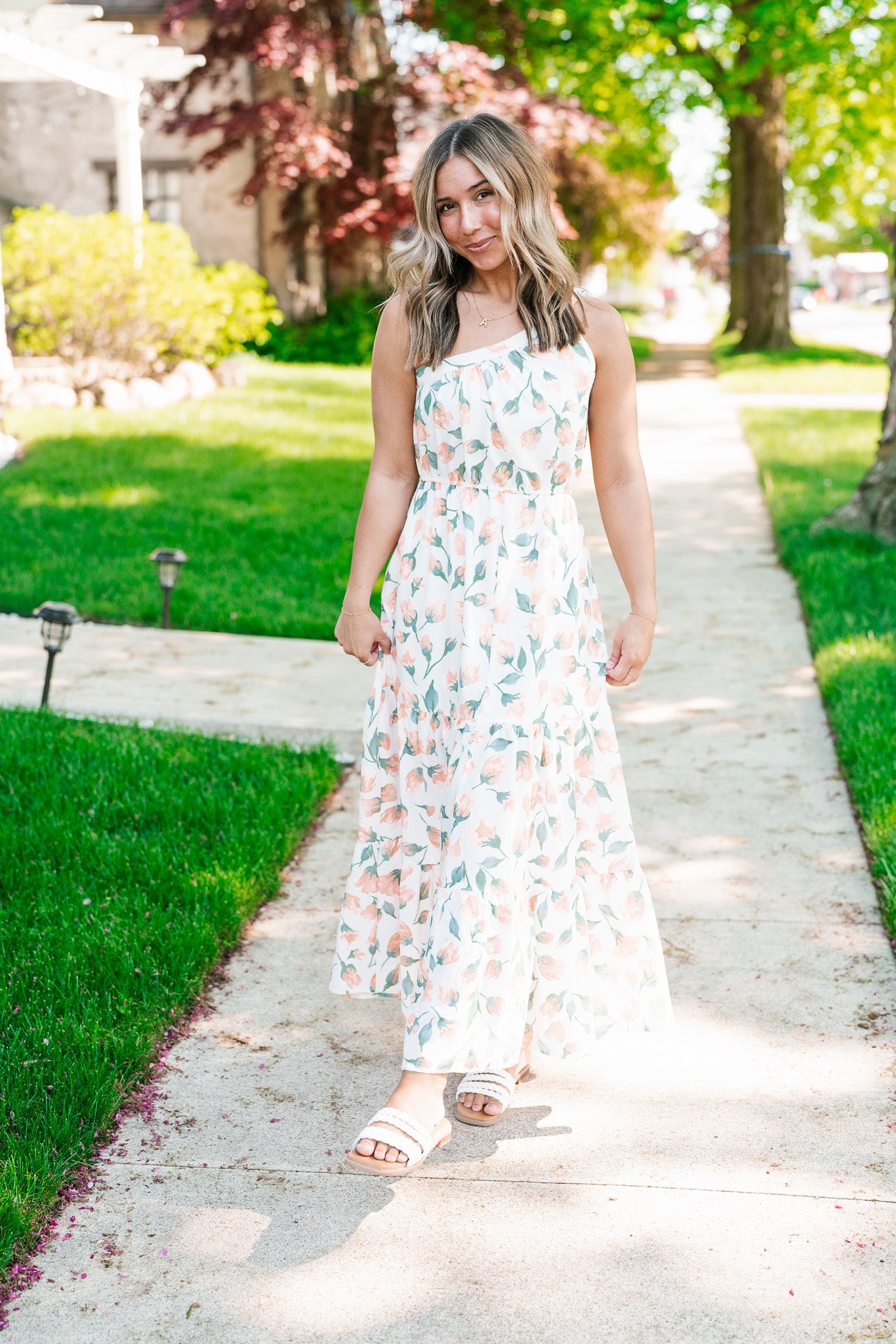 Floral Sunset Off The Should Maxi Dress