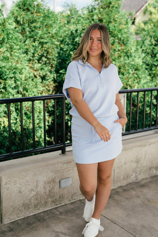 Elise Short Sleeve Scuba - Light Blue