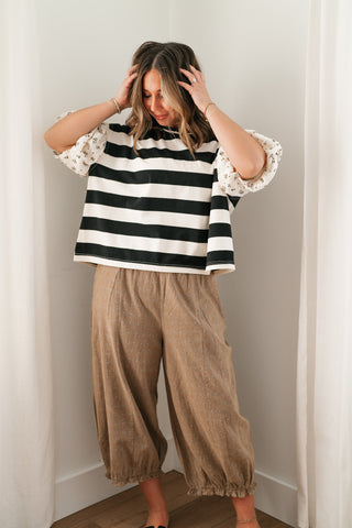 Quiet Confidence Striped Short Sleeve Top