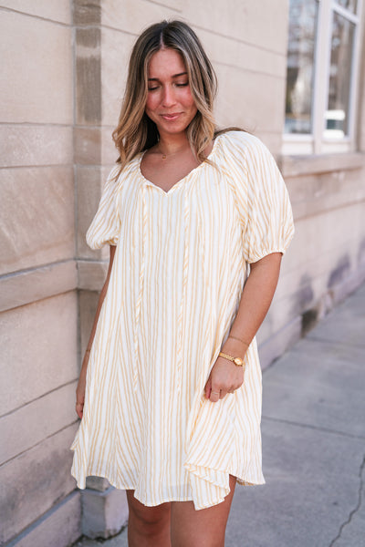 Easy Days Stripe Flare Mini Dress - Yellow