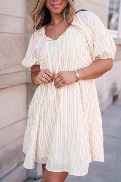 Easy Days Stripe Flare Mini Dress - Yellow