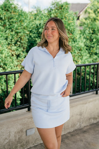 Elise Short Sleeve Scuba - Light Blue