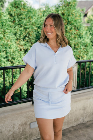 Elise Short Sleeve Scuba - Light Blue