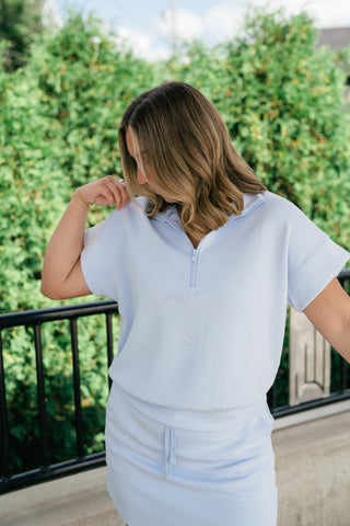 Elise Short Sleeve Scuba - Light Blue