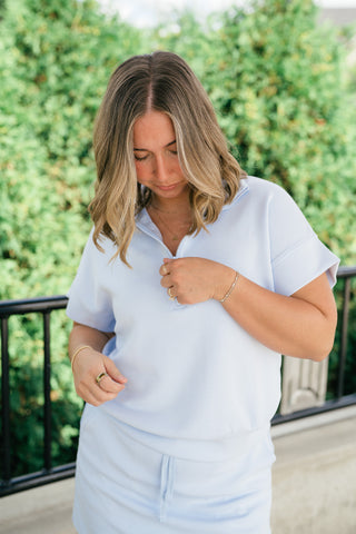 Elise Short Sleeve Scuba - Light Blue