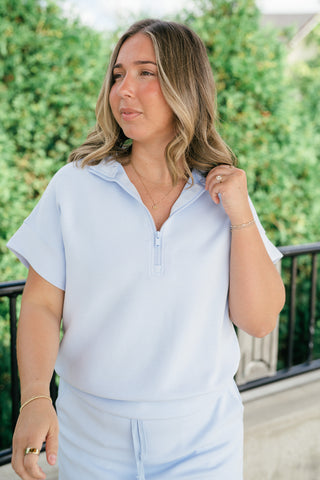 Elise Short Sleeve Scuba - Light Blue