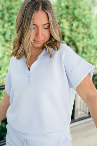 Elise Short Sleeve Scuba - Light Blue