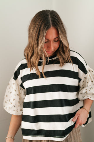 Quiet Confidence Striped Short Sleeve Top