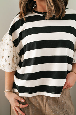 Quiet Confidence Striped Short Sleeve Top