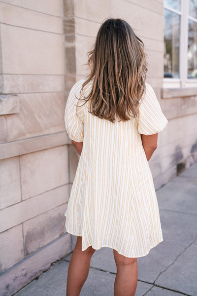 Easy Days Stripe Flare Mini Dress - Yellow