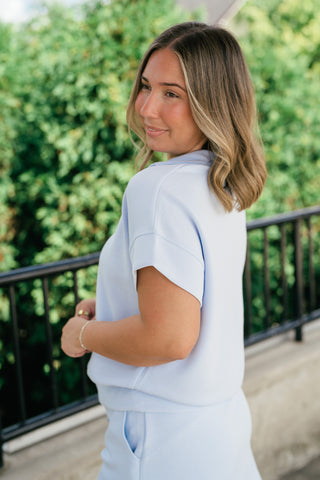Elise Short Sleeve Scuba - Light Blue
