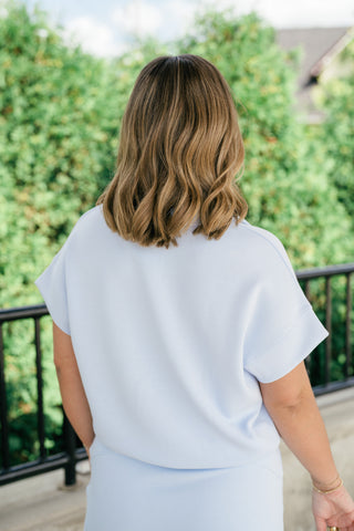 Elise Short Sleeve Scuba - Light Blue