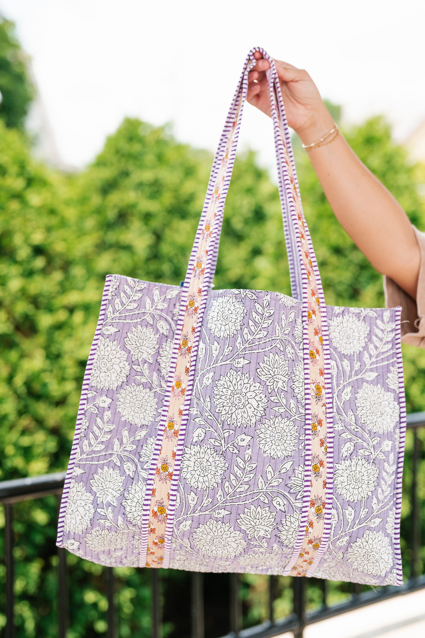 Emily Patchwork Carryall Tote - Lilac