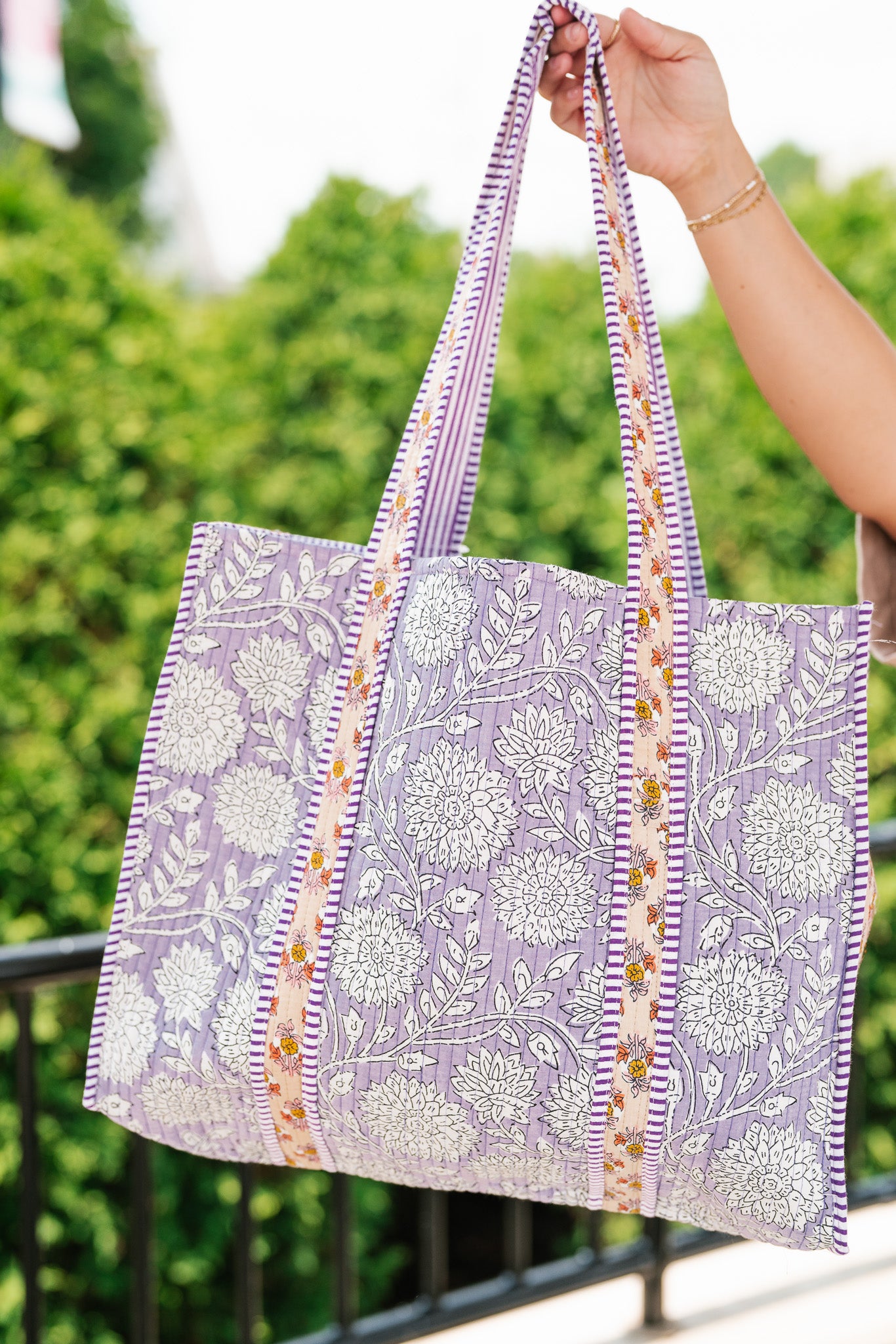 Emily Patchwork Carryall Tote - Lilac