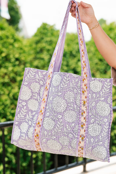 Emily Patchwork Carryall Tote - Lilac