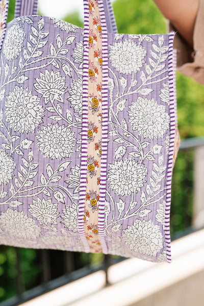 Emily Patchwork Carryall Tote - Lilac