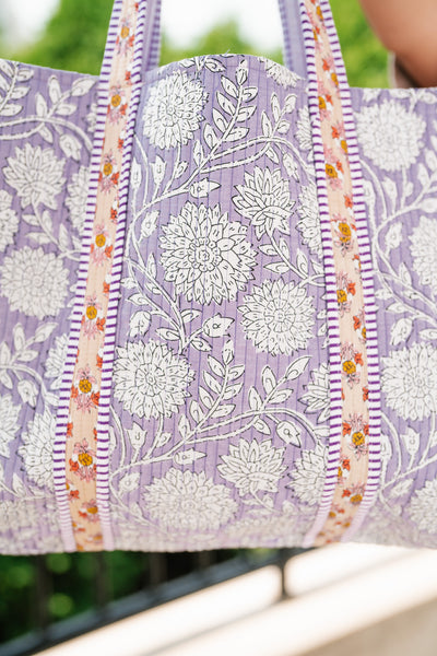 Emily Patchwork Carryall Tote - Lilac