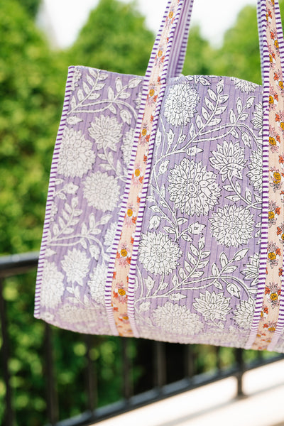 Emily Patchwork Carryall Tote - Lilac