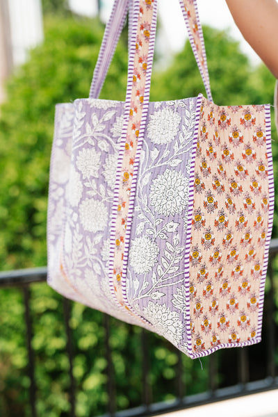 Emily Patchwork Carryall Tote - Lilac