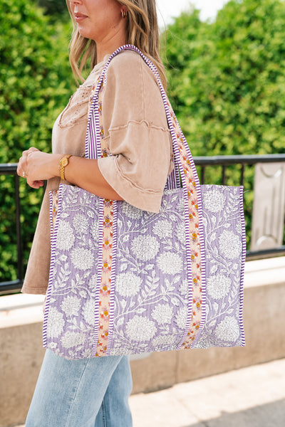 Emily Patchwork Carryall Tote - Lilac
