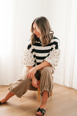 Quiet Confidence Striped Short Sleeve Top