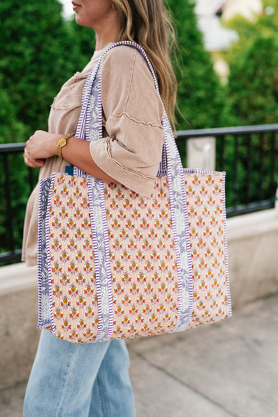 Oksana Patchwork Carryall Tote - Yellow