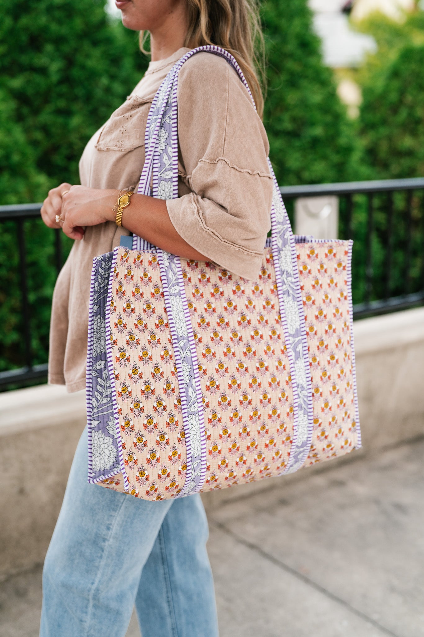 Oksana Patchwork Carryall Tote - Yellow