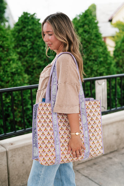 Oksana Patchwork Carryall Tote - Yellow