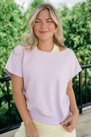 Sunday Reset Off Shoulder Top - Lavender