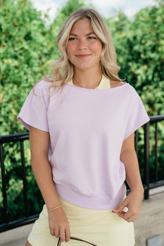 Sunday Reset Off Shoulder Top - Lavender