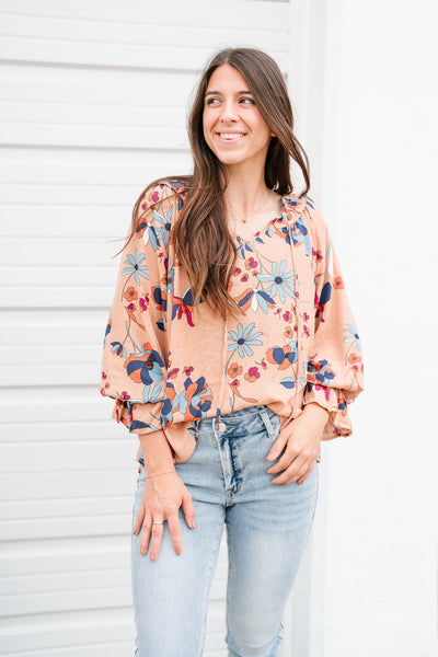 Fall Garden Bubble Sleeve Top