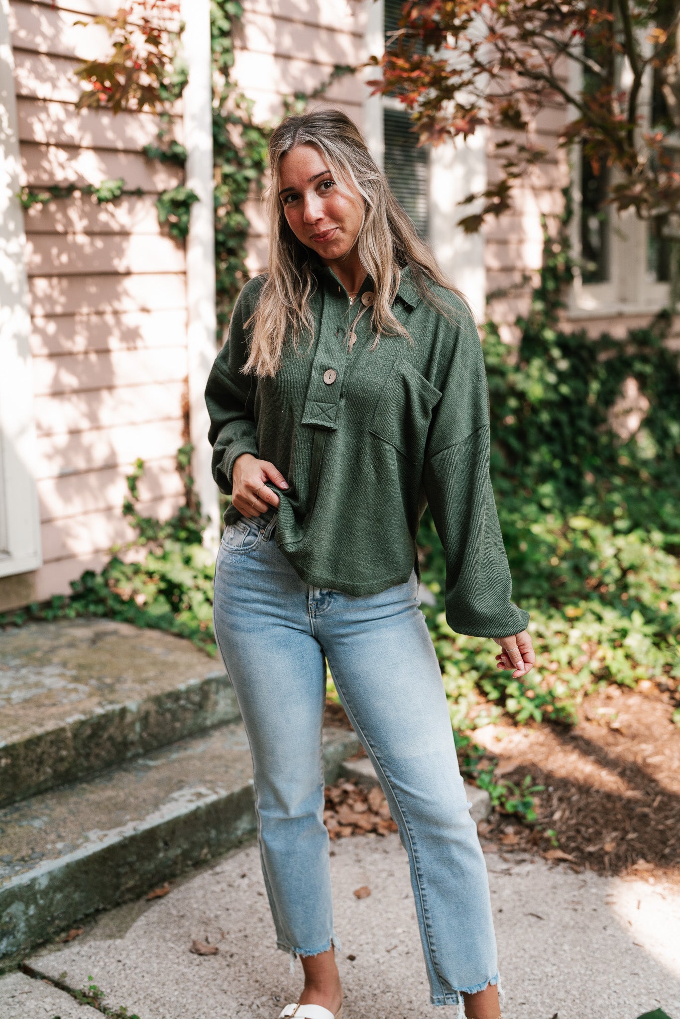 Think Of Me Oversized Top - Dark Olive