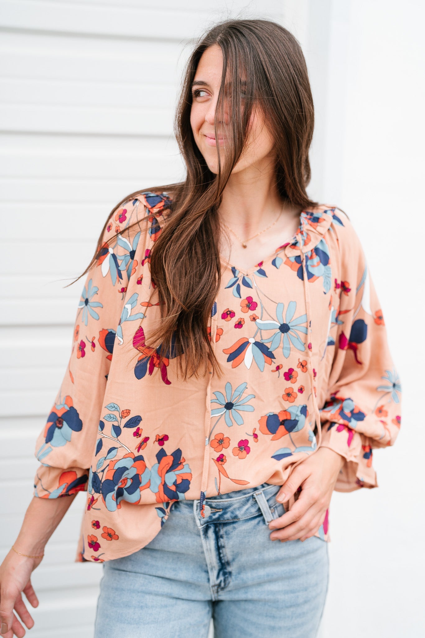Fall Garden Bubble Sleeve Top