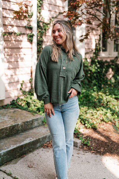 Think Of Me Oversized Top - Dark Olive