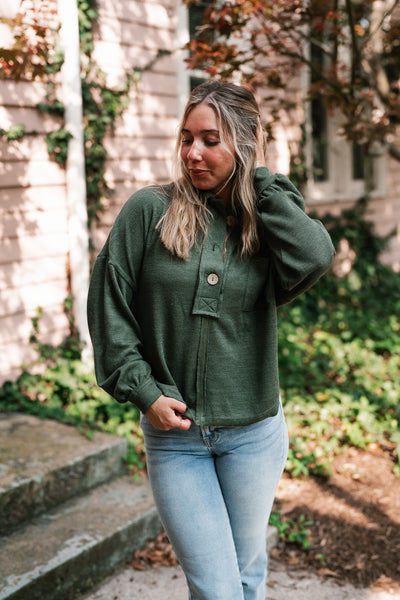 Think Of Me Oversized Top - Dark Olive